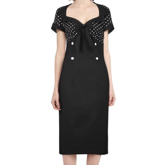 ChicStar Dresses & Skirts - ⚫️⚪️Dottie Pin Up Pencil Dress Black⚪️⚫️